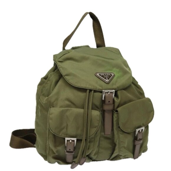 PRADA Shoulder Bag Nylon Khaki Auth 78808 - Picture 1 of 16